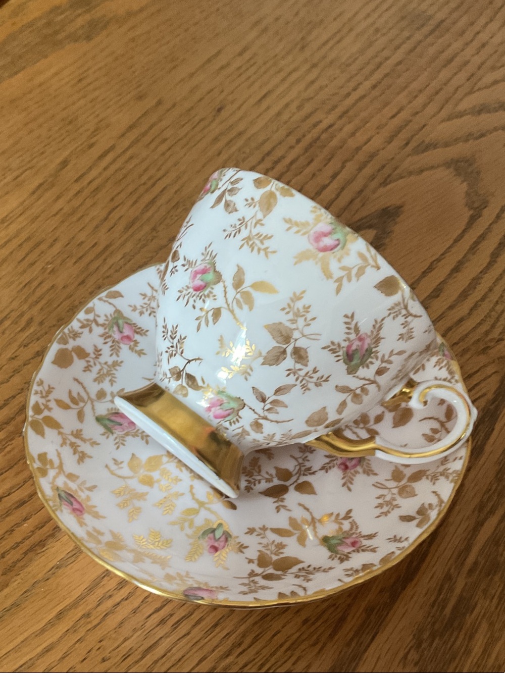 Tuscan Fine Bone China Teacup and Saucer rosebud chintz